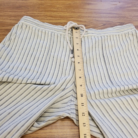 Natural Reflections Ivory Blue Stripe Linen Straight Leg Pants Size L - Picture 6 of 10